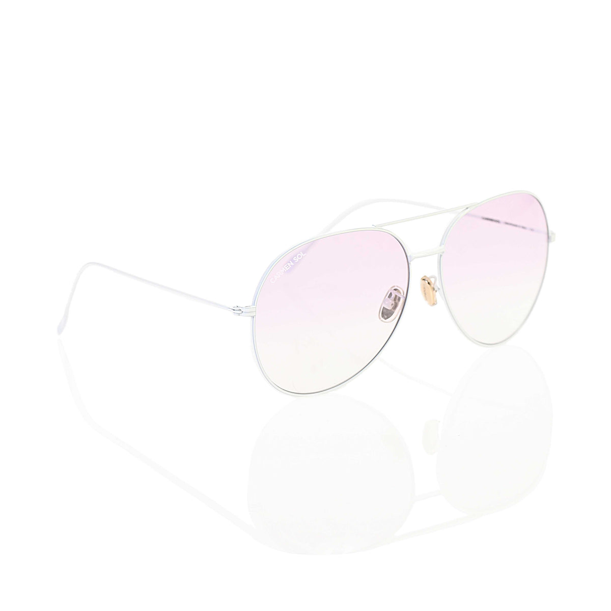 Purple shades with white frame aviator sunglasses perfect for beach summer mode