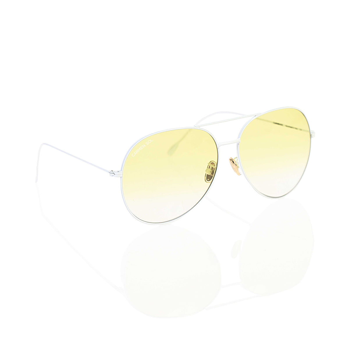 White aviator sunglasses for women from carmen sol featuring on-trend colors and finishes