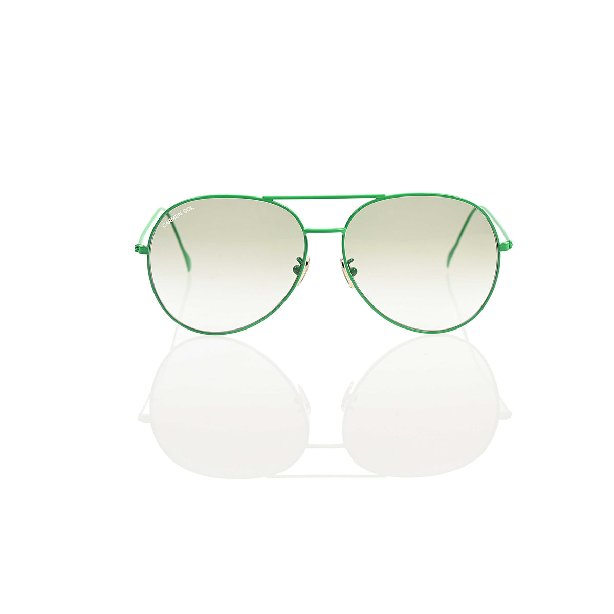 Carmen sol aviator sunglasses for beach lovers, green sunglasses.