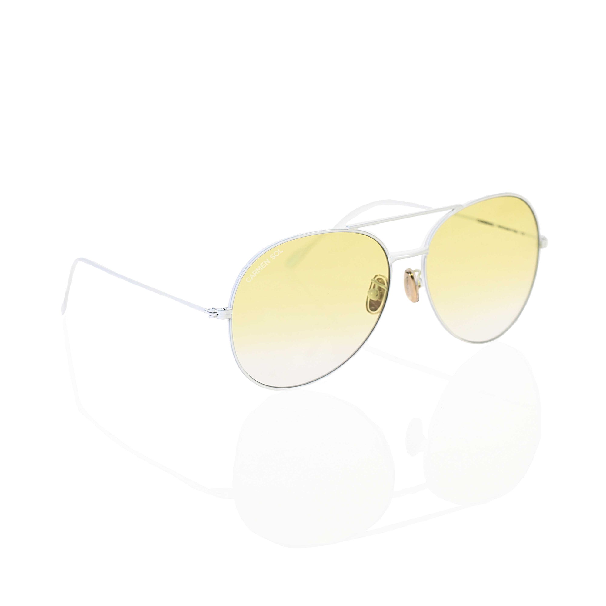 White Aviator sunglasses