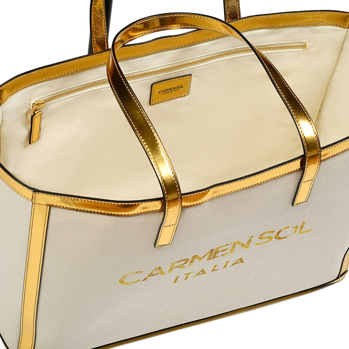 Inner view of Capri big purses in gold