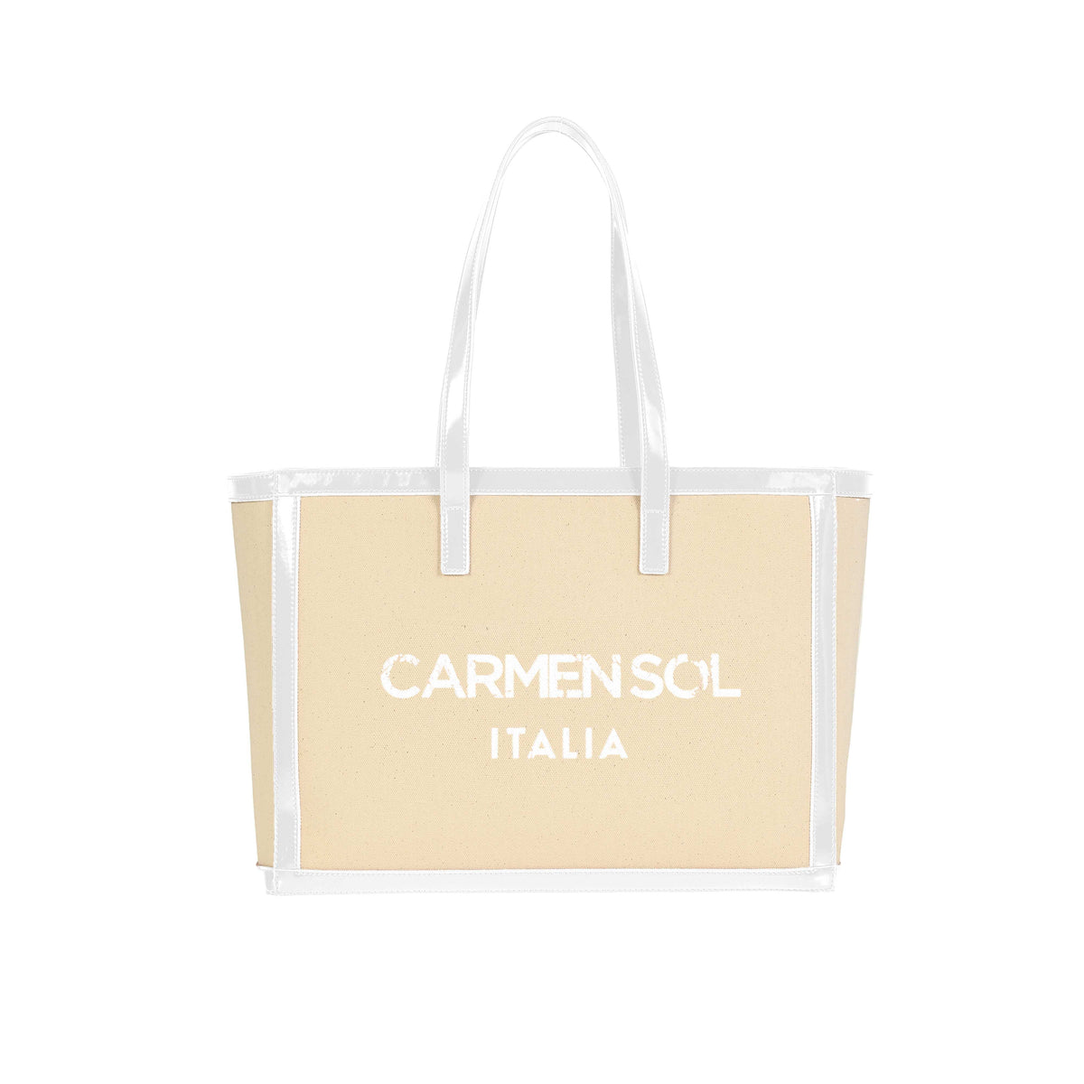 White beach purse in canvas material from Carmen Sol