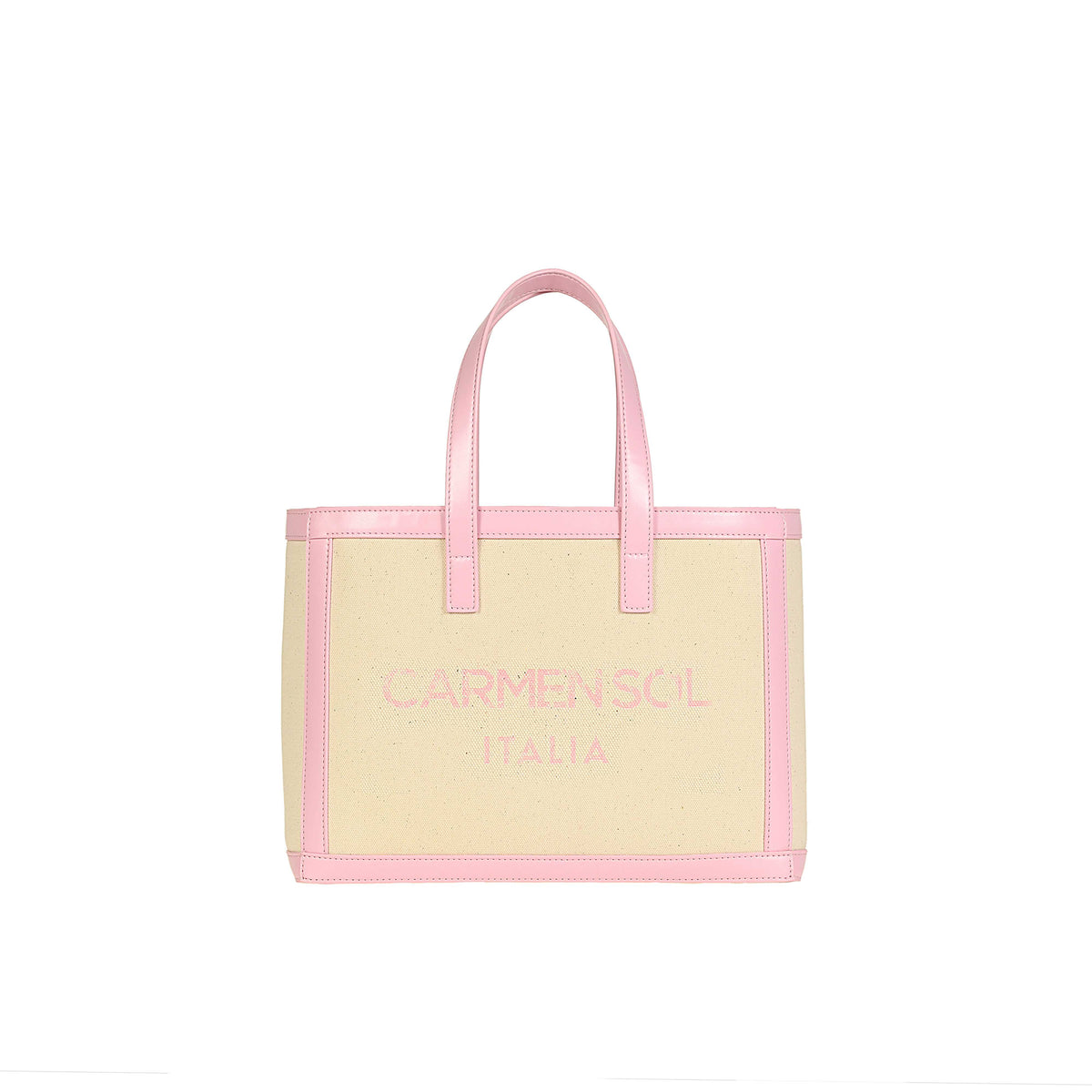 Carmen Sol Venezia vegan canvas beach purse in color baby pink