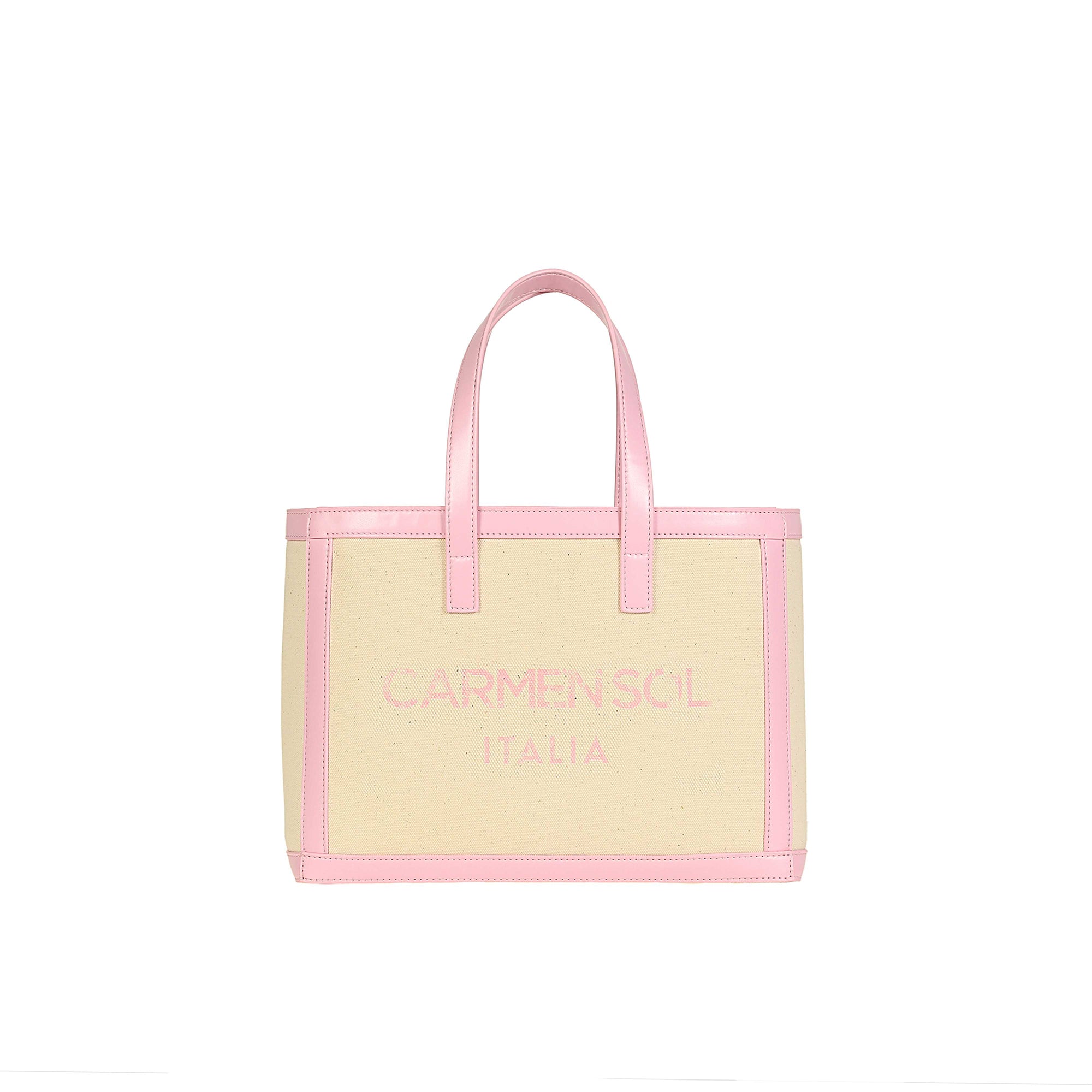 Carmen Sol Venezia vegan canvas beach purse in color baby pink