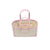 Inner view of Carmen Sol canvas beach purse in color baby pink