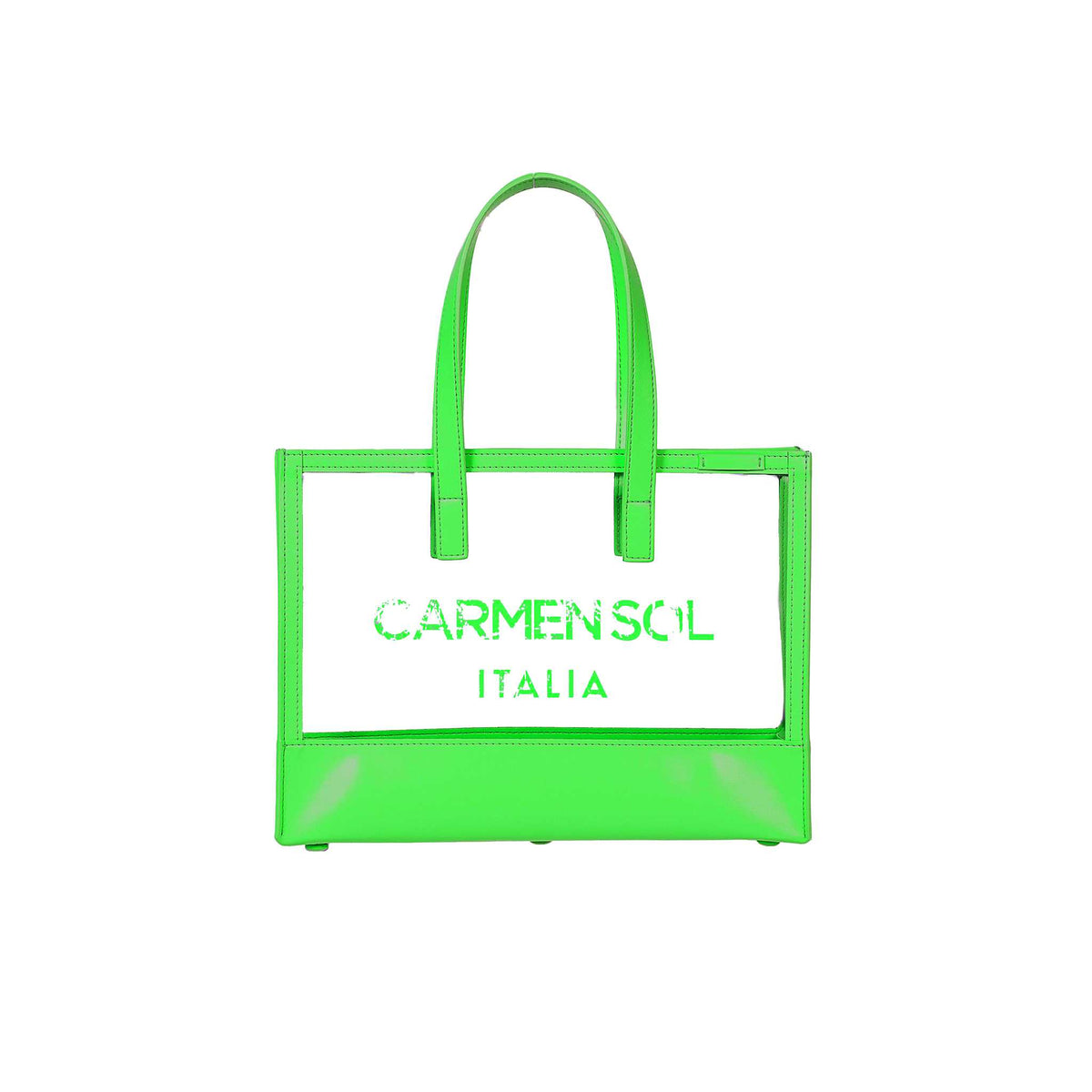 Carmen Sol mini canvas beach bags for women in color neon green