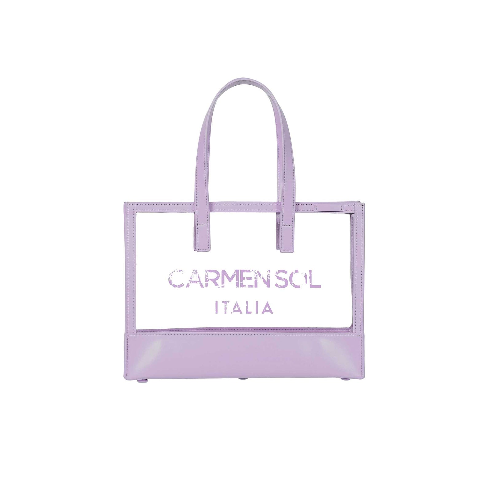 Sustainable Carmen Sol clear beach bags for women in color violet