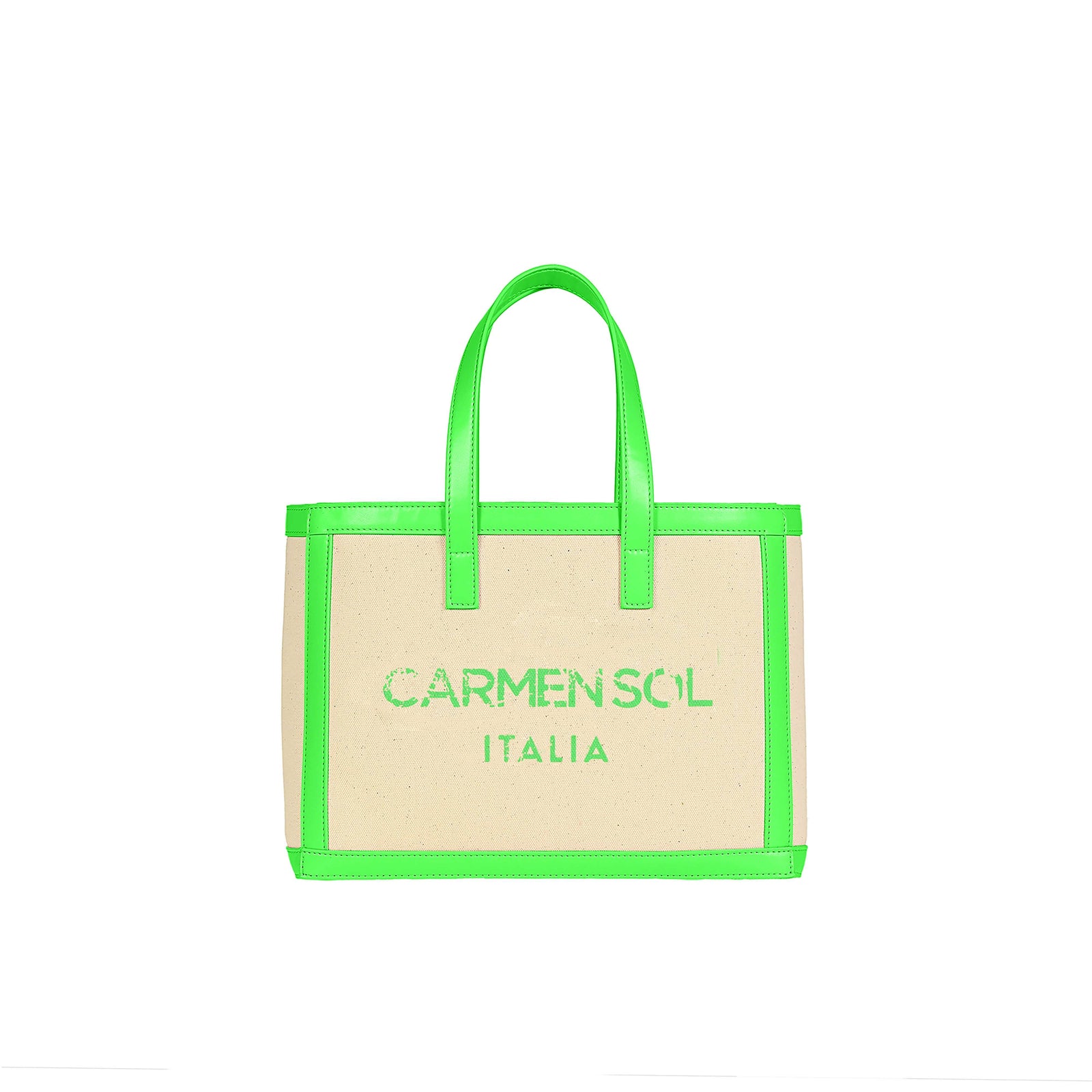 Carmen Sol neon green canvas beach purse