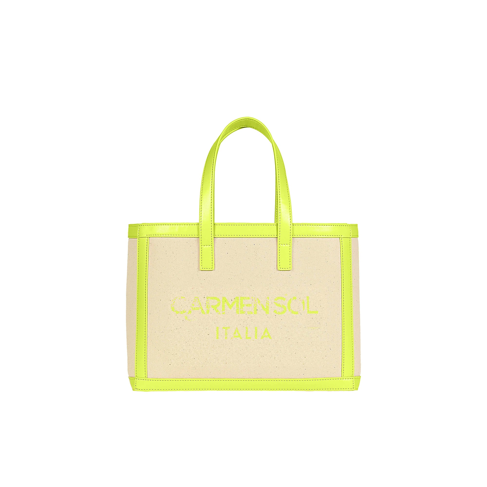 Carmen Sol mini canvas beach purse in color neon yellow