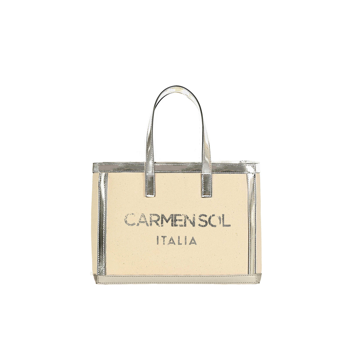 Carmen Sol silver canvas beach purse for the kids
