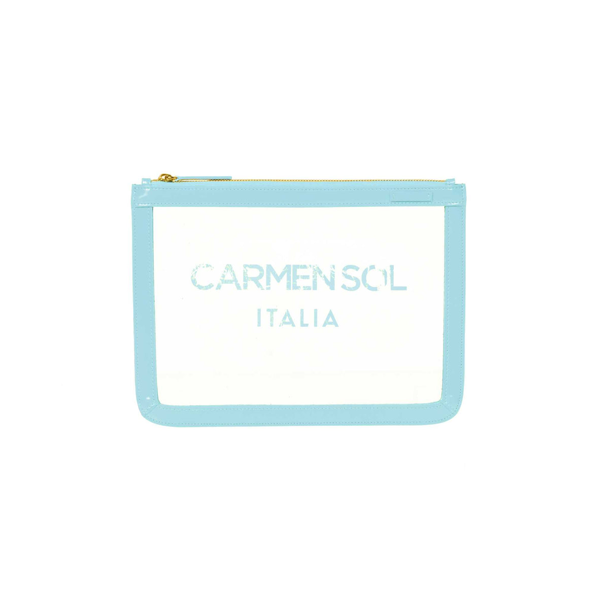 Perfect clear beach purse from Carmen Sol in color baby blue