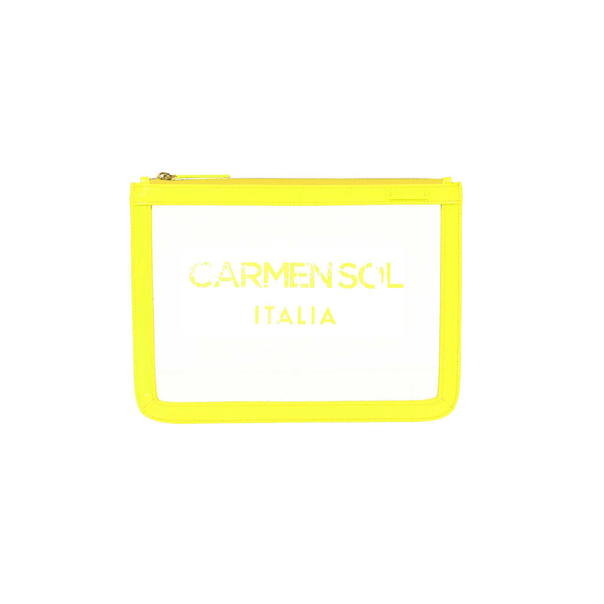 Clear Italian Purse in color neon yellow from Carmen Sol