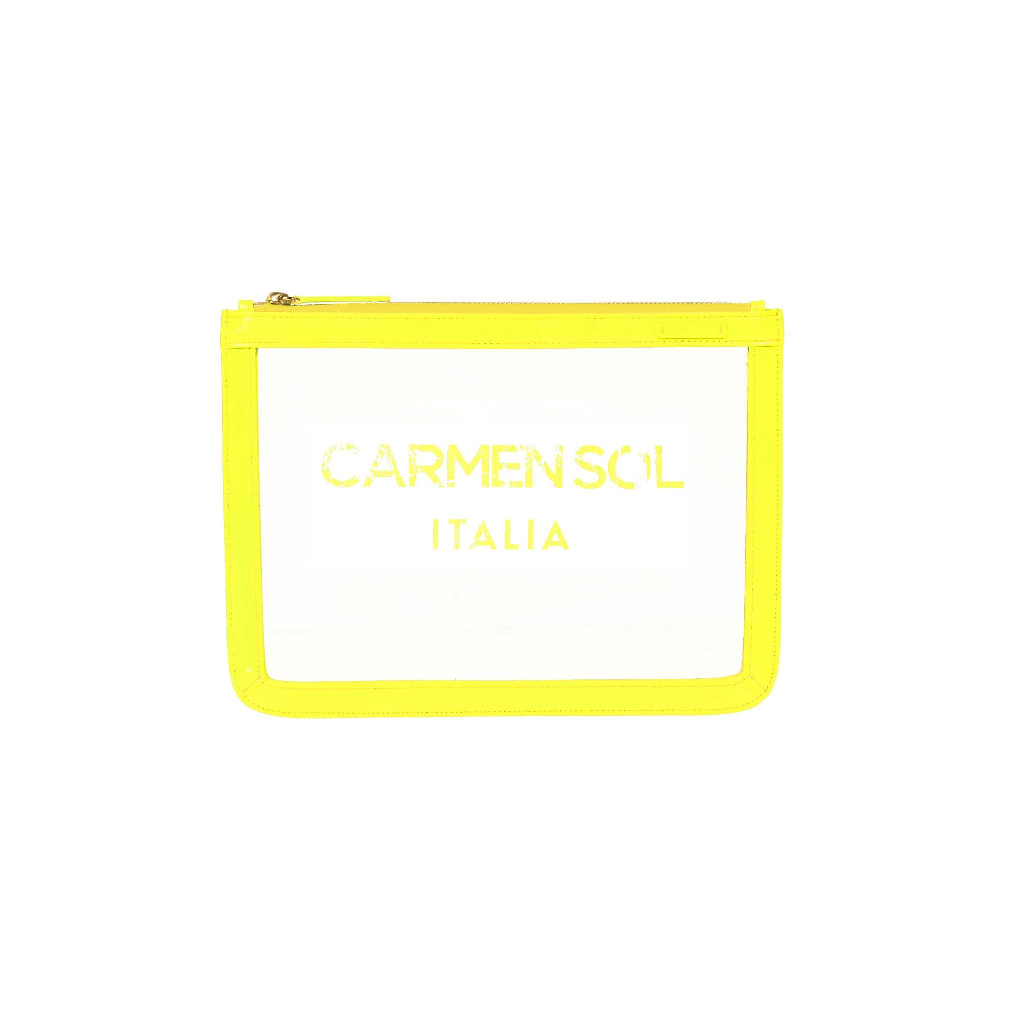 Clear Italian Purse in color neon yellow from Carmen Sol